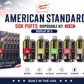 American Standard 50K Puffs Disposable Kit 5% Nic – Display of 5