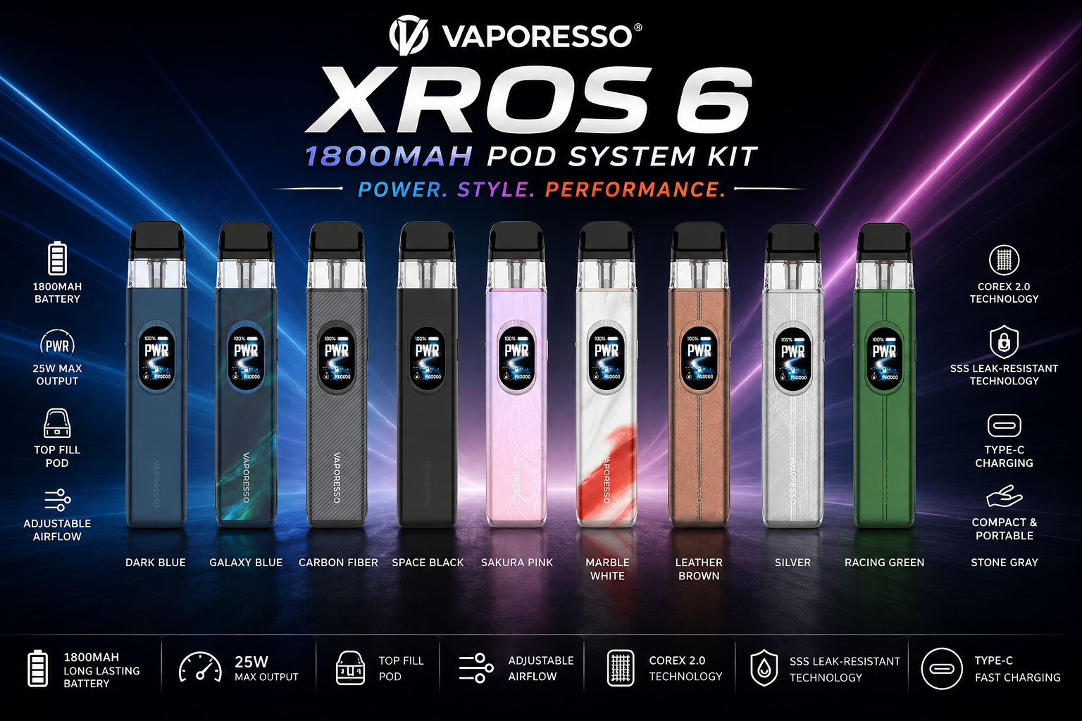 Vaporesso - Xros 6 1800mAh Pod System Kit