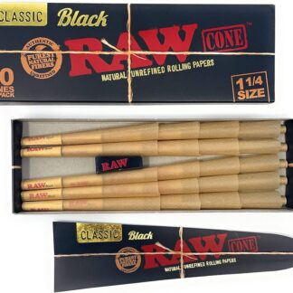 RAW Cones Black 1 1/4 Size-20pk