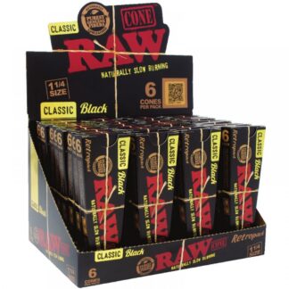 RAW Cones Black 1 1/4 Size - 6 Pk 32ct