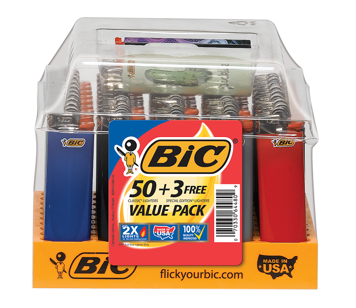 BIC Classic Regular Lighter Value Pack of 50+3 Limited Edition